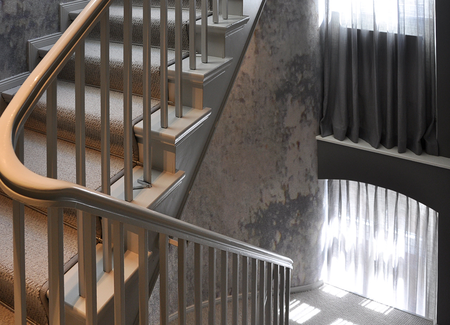 n-4 architects, interior design Berlin-Mitte, staircase, wallpaper