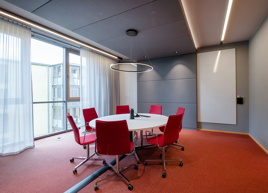 n-vier architekten, interior design Berlin-Marzahn, conference room, multimedia furniture, lighting design, built-in furniture